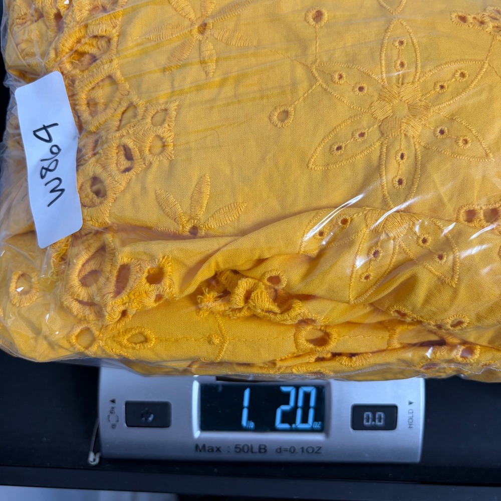Anthropologie Yellow Eyelet Lace Tiered Midi Dress Puff Sleeve Button Front M - Picture 10 of 10